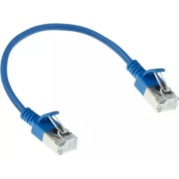 ACT mėlynas 0,15 m LSZH U/FTP CAT6A duomenų centro plonas pataisymo kabelis su apsauginiais RJ45 jungtimis (DC7630)