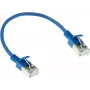 ACT mėlynas 0,15 m LSZH U/FTP CAT6A duomenų centro plonas pataisymo kabelis su apsauginiais RJ45 jungtimis (DC7630)