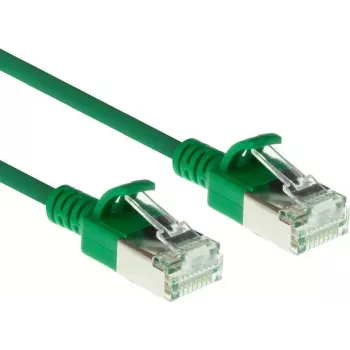 ACT Green 0,15 m LSZH U/FTP CAT6A datacenter plonas pataisymo kabelis su apsauga nuo užkabinimo ir RJ45 jungtimis (DC7730)
