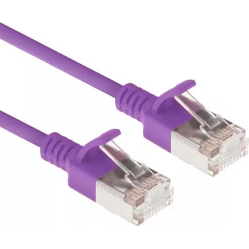 ACT Purple 0.25m LSZH U/FTP CAT6A Datacenter Slimline komutacinis kabelis be fiksatorių su RJ45 jungtimis (DC7352)