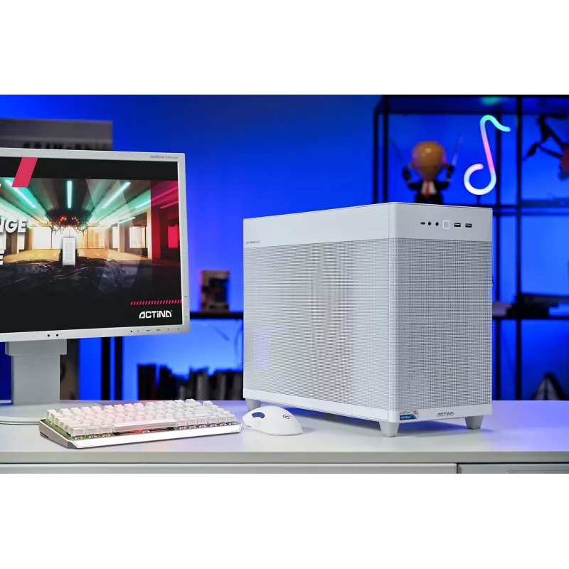 „Actina“ kompiuteris su AMD Ryzen 7 7800X3D, 32 GB DDR5, 1 TB SSD, NVIDIA GeForce RTX 5070 Ti, Mini bokštas, baltas