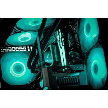 „Actina“ stalinis kompiuteris su AMD Ryzen 7 7800X3D, 32 GB DDR5, 2 TB SSD, NVIDIA GeForce RTX 5080, Midi Tower, juodas