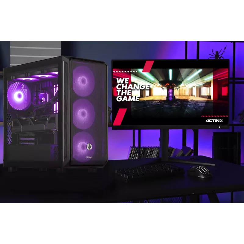 „Actina PC“ su AMD Ryzen 7 9800X3D, 32 GB DDR5-SDRAM, 2 TB SSD, AMD Radeon RX 9070 XT, Midi Tower, juoda