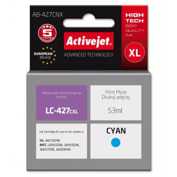 Activejet AB-427CNX Brother LC-427CXL suderinama žalsvai mėlyna rašalo kasetė, Supreme serija, didelės talpos, 53 ml
