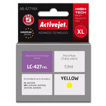 Activejet AB-427YNX Brother rašalinės kasetė, pakaitalas Brother LC-427YXL, Supreme, 53 ml, geltona