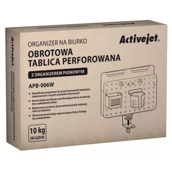 Activejet APB-006W besisukantis stalo organizatorius su perforuotomis plokštėmis, pilkas ir baltas