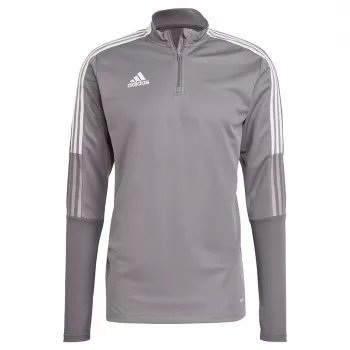 adidas Tiro 21 Training Top Grey Four GH7301 Vyriškas treniruočių marškinėlis, Slim Fit, ketvirčio užtrauktukas, ilgomis rankovėmis, AEROREADY, perdirbtas poliesteris