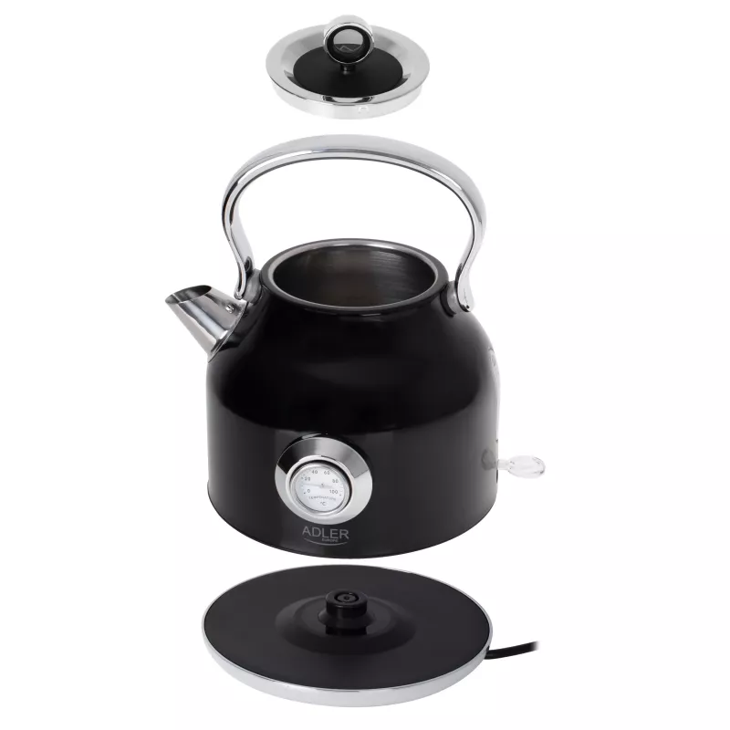 Adler AD 1346B elektrinis virdulys 1,7 l, 2200 W, juodos spalvos, metalo efektu