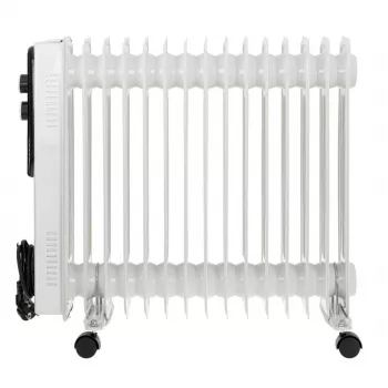 Adler AD 7819 alyvos radiatorius, 2000W, 9 sekcijų, 3 šildymo režimai, termostatas, apsauga nuo perkaitimo, ratukai, baltas/pilkas