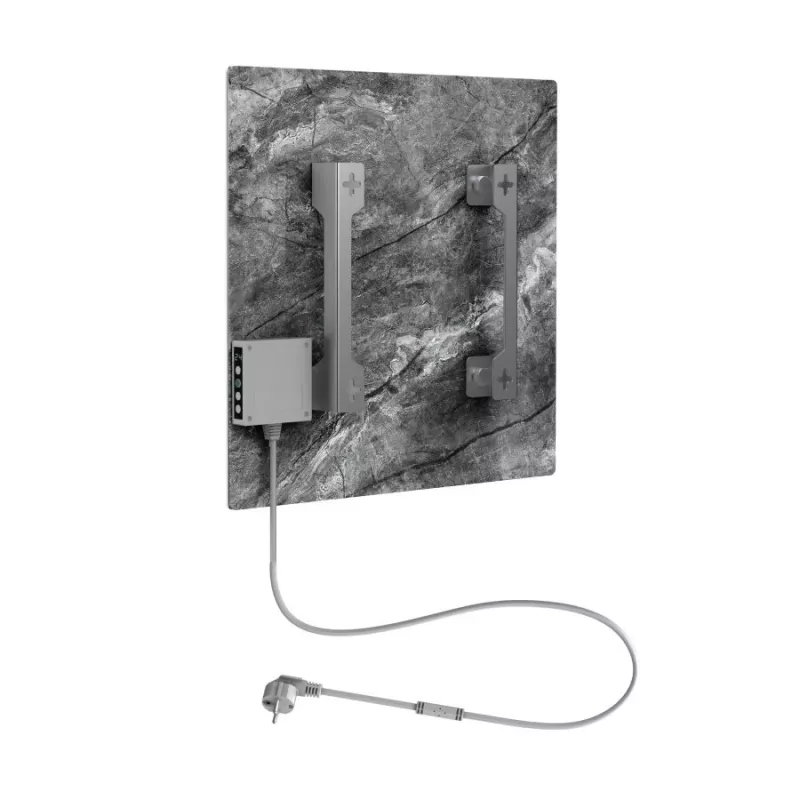 AENO Premium Eco Smart Quadro Sieninis Šildytuvas 500W, 50x50cm, Grūdintas Stiklas, Infraraudonųjų Spindulių + Konvekcinis, LED Ekranas, Wi-Fi, Antikvarinio Marmuro, Riboto Leidimo