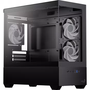 AEROCOOL P300D G-BK-v1 Mini Tower ATX korpusas, juodas, grūdintas stiklas