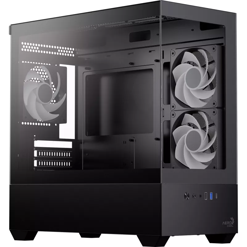 AEROCOOL P300D G-BK-v1 Mini Tower ATX korpusas, juodas, grūdintas stiklas