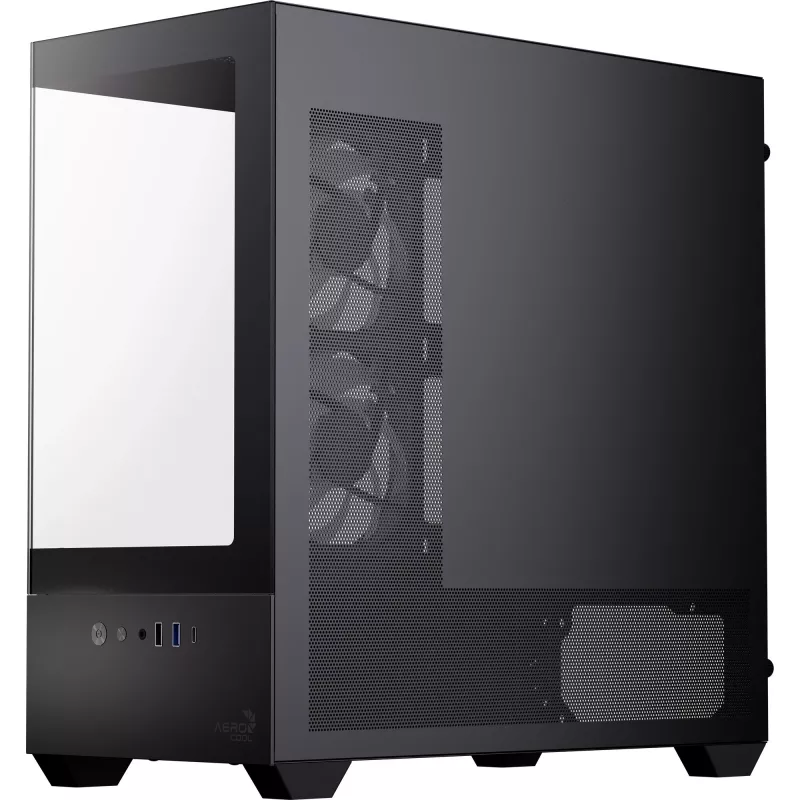 AEROCOOL P300D G-BK-v1 Mini Tower ATX korpusas, juodas, grūdintas stiklas