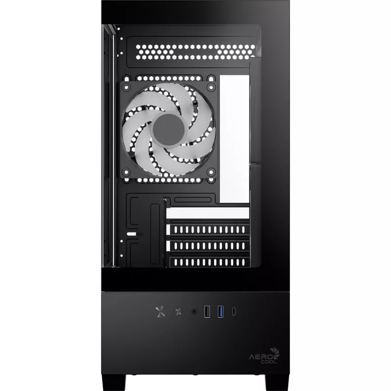 AEROCOOL P300D G-BK-v1 Mini Tower ATX korpusas, juodas, grūdintas stiklas