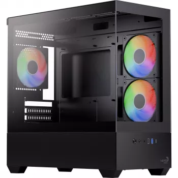 AEROCOOL P300D G-BK-v1 Mini Tower ATX korpusas, juodas, grūdintas stiklas