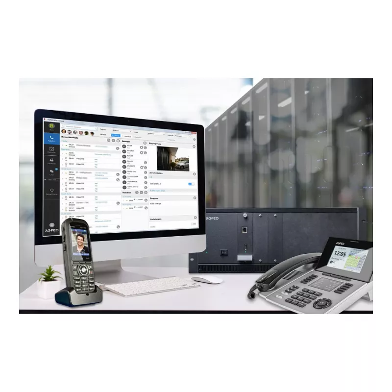 AGFEO ES 730 IT IP ryšio sistema (PBX) – 100 abonentų, 100 SIP trunkų, 30 VoIP skambučių, Gigabit Ethernet, USB, ugniasienė, VPN, UC-Suite, CTI, Web GUI