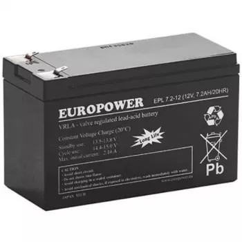 AGM baterija EUROPOWER Series EPL 12V 7,2Ah T1 (15 metų eksploatacija)