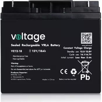 AGM akumuliatorius Voltage VE12-18 12V 18Ah (tarnavimo laikas 6-9 metai)