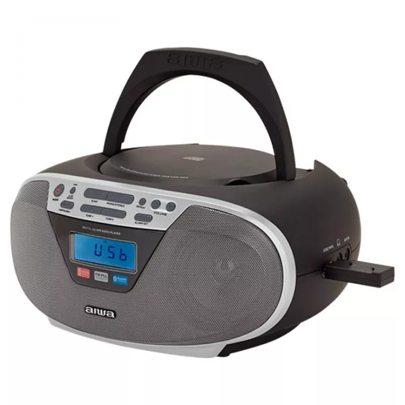 Aiwa BBTU-400SL nešiojama stereo sistema CD/FM RDS/USB/Bluetooth sidabrinė, MP3 atkūrimas