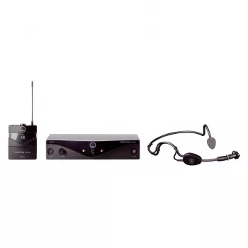 AKG WMS45 Sports Set belaidė mikrofono sistema su C544 L ausine, UHF BD U2 juosta (614-630 MHz), bodypack siųstuvu, stacionariu imtuvu, 30 m veikimo nuotolis