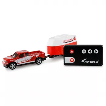 AMEWI RC Pickup Die Cast su arklių priekaba 1:64 RTR raudonas (22681)