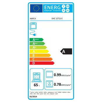 Amica EHC12713E įmontuojamas komplektas su keramine kaitlente, 65 l, 8 funkcijų, energijos klasė A, nerūdijantis plienas