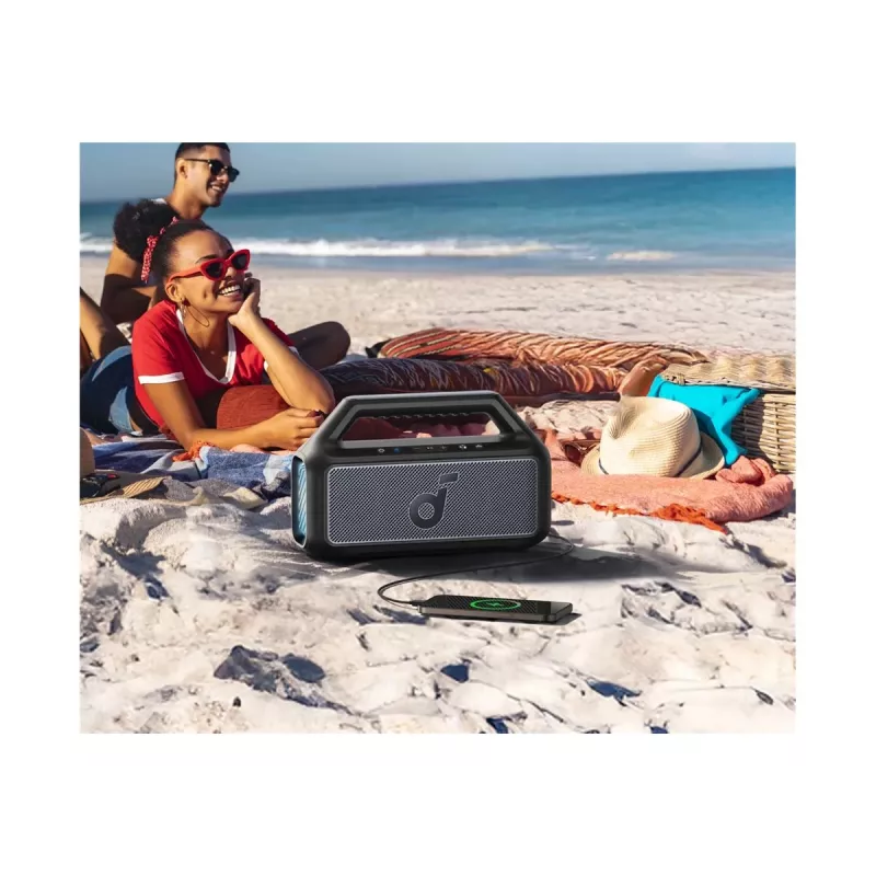 Anker Soundcore Boom 2 80W nešiojamas Bluetooth garsiakalbis, IPX7 atsparus vandeniui, juodas
