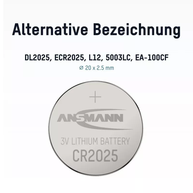 ANSMANN CR2025 ličio monetinė baterija, 3V, 160mAh, 1 vnt. lizdinėje pakuotėje