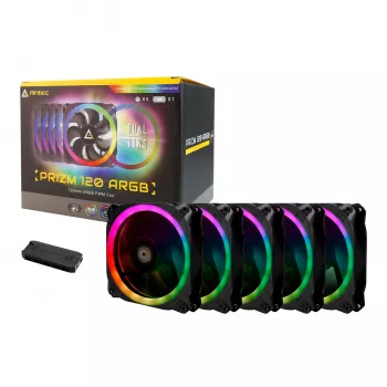 Antec Prizm 120 ARGB 120 mm korpuso ventiliatorius 5 vnt. komplektas su valdikliu - juoda