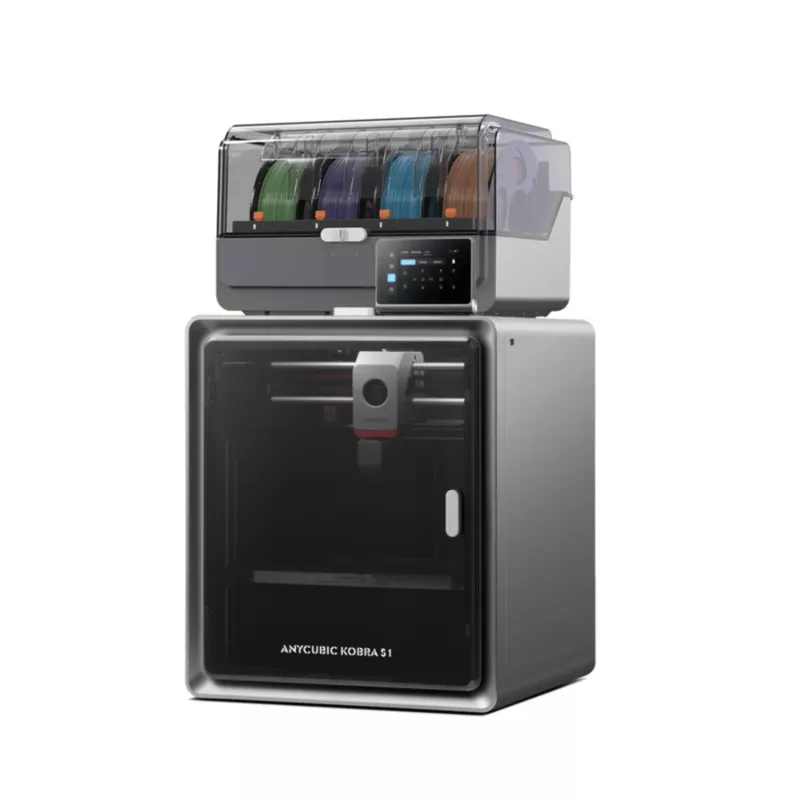 ANYCUBIC S1 Combo V2 FDM 3D spausdintuvas su 250 x 220 x 220 mm darbo sritimi, 500 mm/s greičiu, automatiniu niveliavimu, PEI platforma, Klipper programine įranga, Wi-Fi, 4.3 inch jutikliniu ekranu, 400W galia