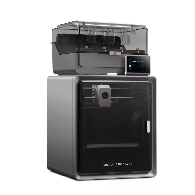 ANYCUBIC S1 Combo V2 FDM 3D spausdintuvas su 250 x 220 x 220 mm darbo sritimi, 500 mm/s greičiu, automatiniu niveliavimu, PEI platforma, Klipper programine įranga, Wi-Fi, 4.3 inch jutikliniu ekranu, 400W galia