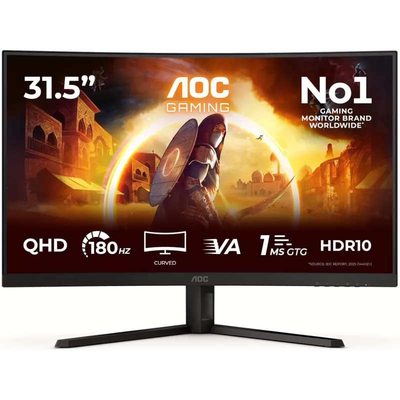 AOC CQ32G4 31,5 inch lenktas QHD žaidimų monitorius, 165Hz, 1ms, VA, FreeSync Premium, HDR10 (atnaujinta prekė)