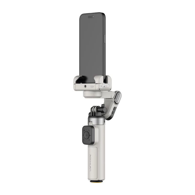 AOCHUAN M3 Pro 3-in-1 gimbal, selfie stypas ir trikojis su LED lempa ir RGB apšvietimu, juodas