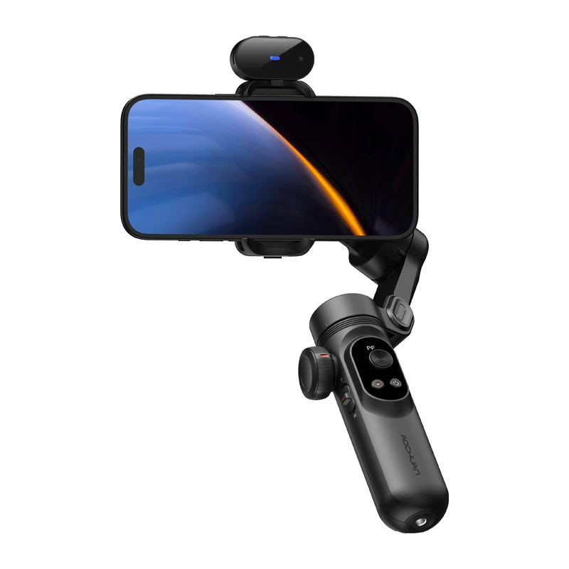 AOCHUAN Smart X Pro 3 ašių gimbalinis stabilizatorius su AI sekimu ir gestų valdymu išmaniajam telefonui, juodas