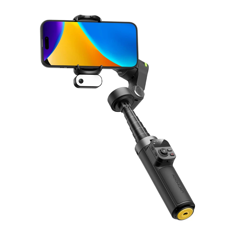 AOCHUAN Smart X3 AI sekimo gimbalinis stabilizatorius su LED šviesa ir selfie lazdele išmaniajam telefonui, juodas