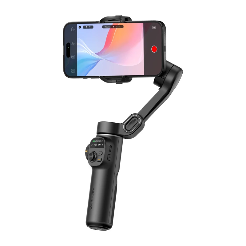 AOCHUAN X2 Standard išmaniojo telefono gimbalinis stabilizatorius su gestų sekimu ir selfie lazda, juodas