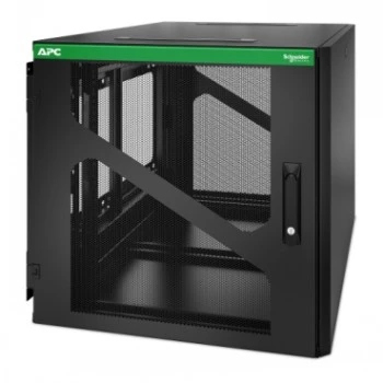 APC NetShelter 12U sieninis tinklo stovas su šoninio UPS montavimo galimybe, juodos spalvos