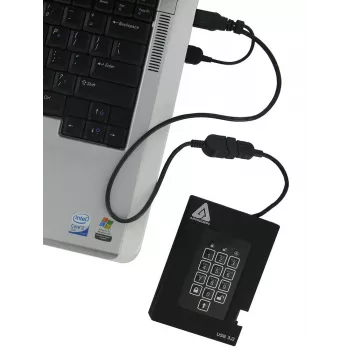 Išorinis kietasis diskas Apricorn Aegis Padlock Fortress A25-3PL256-500F, 500GB, USB 3.2 Gen 1, AES 256 bitų aparatinė šifracija, juodos spalvos | Kur.lt