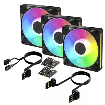 Arctic BioniX P14 A-RGB 140 mm PWM ventiliatorius, 3 vnt., juodas – adresuojamas RGB, 2500 RPM, 186 m³/h