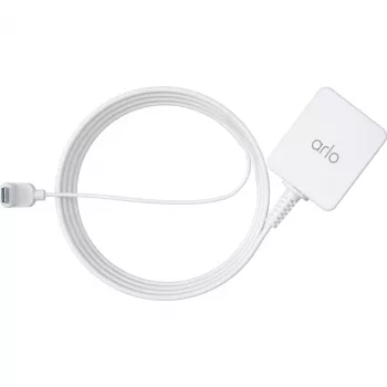 ARLO USB įkrovimo adapteris su Euro kištuku į USB-C 7,6 m lauko naudojimui, baltas