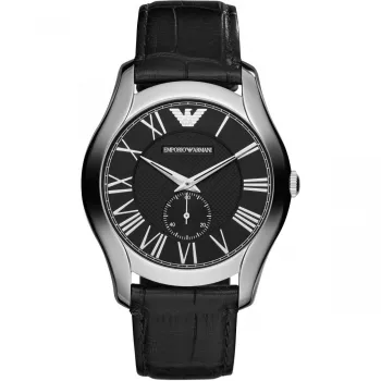 ARMANI AR1703 Vyriškas Laikrodis Kvarcinis Chronografas 43mm Juodas Ciferblatas Odinis Dirželis