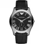 Armani AR1703 vyriškas kvarcinis chronografinis laikrodis, 43 mm, juodas ciferblatas, odinė apyrankė