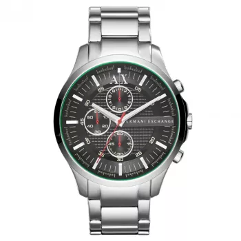ARMANI EXCHANGE AX2163 Vyriškas kvarcinis chronografinis laikrodis, 46 mm, juodas ciferblatas, odinis dirželis