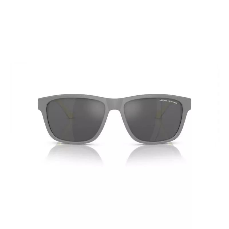 “Armani Exchange AX4135S81806G vyriški akiniai nuo saulės, kvadratiniai, matiniai juodi, tamsiai pilki veidrodiniai sidabriniai, 59 mm”