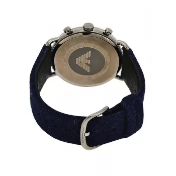 ARMANI AR11144 Chronograph Nerūdijančio Plieno Laikrodis Vyrams 43mm Mėlynu Ciferblatu