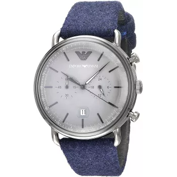 ARMANI AR11144 Chronograph Nerūdijančio Plieno Laikrodis Vyrams 43mm Mėlynu Ciferblatu