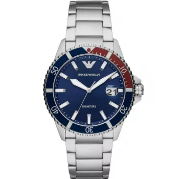 ARMANI Vyrų Laikrodis AR11339 42mm Nerūdijančio Plieno Kvarcinis Chronografas Juodas Ciferblatas Odinis Dirželis