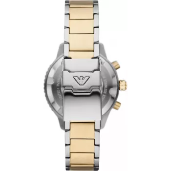 Armani AR11361 42mm vyriškas laikrodis su chronografu, nerūdijančio plieno tinklelio apyranke ir juodu ciferblatu
