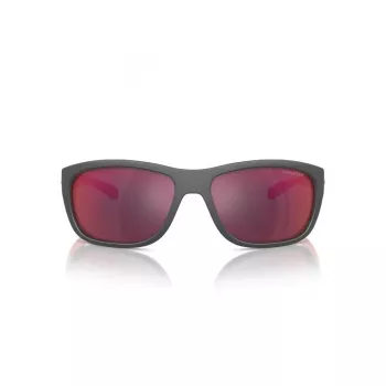 ARNETTE AN4337-28706Q Vyriški stačiakampiai akiniai nuo saulės, matinė juoda, pilki veidrodiniai stiklai, 63 mm