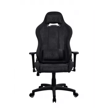 Arozzi Torretta Soft Fabric Žaidimų kėdė – Gryna juoda, Metalinis rėmas, 4 klasės dujinis keltuvas, 3D porankiai